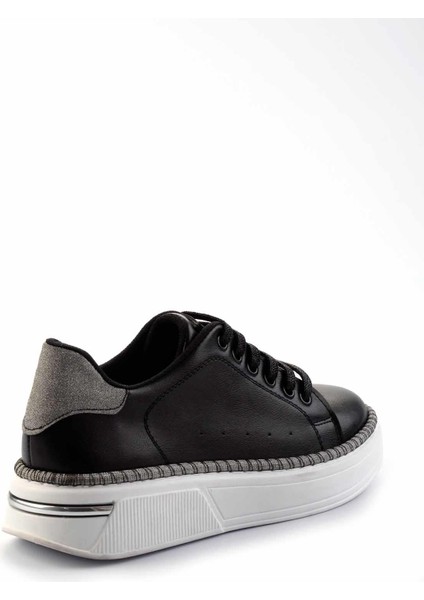 Siyah Platin Simli Kadın Sneaker K01377023609 modelleri