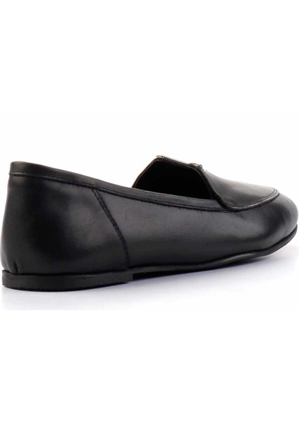 Siyah Siyah Hakiki Deri Kadın Loafer Ayakkabı K01815060303 fırsatları