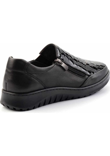 Siyah Siyah Kroko Hakiki Deri Kadın Casual Ayakkabı K01331057003 fırsatları
