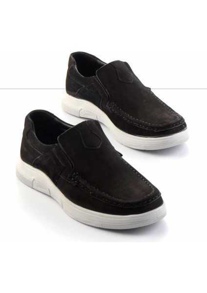 Siyah Nubuk Hakiki Deri Erkek Casual Ayakkabı E01734011001