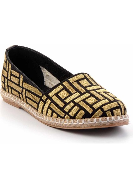 Siyah Altın Keten Kadın Espadril K01534265718 fiyatları