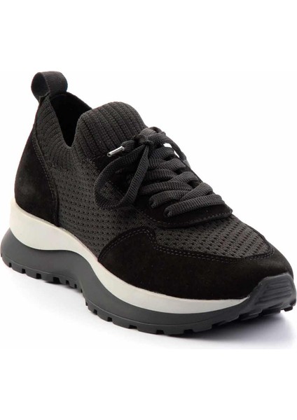 Siyah Süet Hakiki Deri Kadın Sneaker K01673120002
