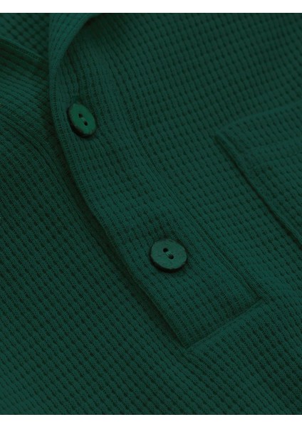 Erkek Oversize Polo Yaka Waffle T-Shirt Poloyaka-Düğmeli indirimleri