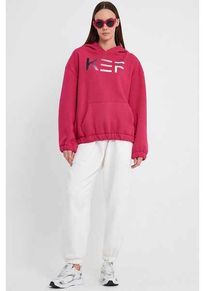 Fuşya Hoodie, Oversize Hoodie, Kadın Hoodie, Kanguru Cepli Hoodie, Lastikli Hoodie fiyatları