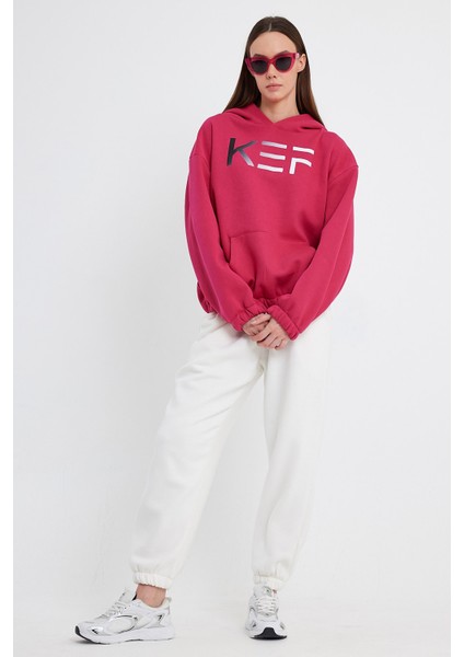 Fuşya Hoodie, Oversize Hoodie, Kadın Hoodie, Kanguru Cepli Hoodie, Lastikli Hoodie modelleri