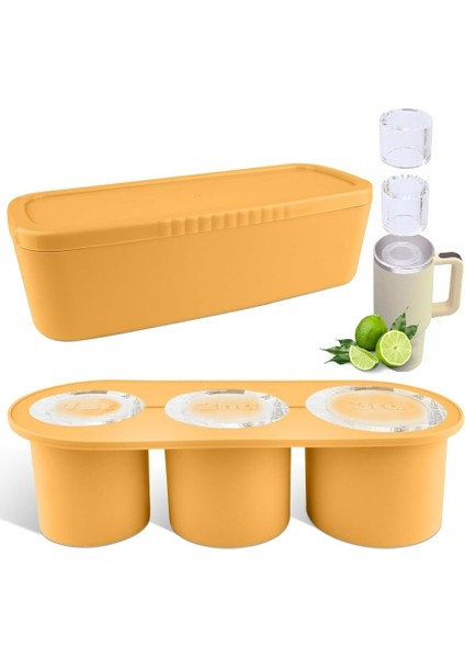 30-40 Oz Bardak Için Buz Küpü Tepsisi, Kapaklı ve Kutulu 3 Adet Silikon Buz Küpü Kalıpları (Yurt Dışından)