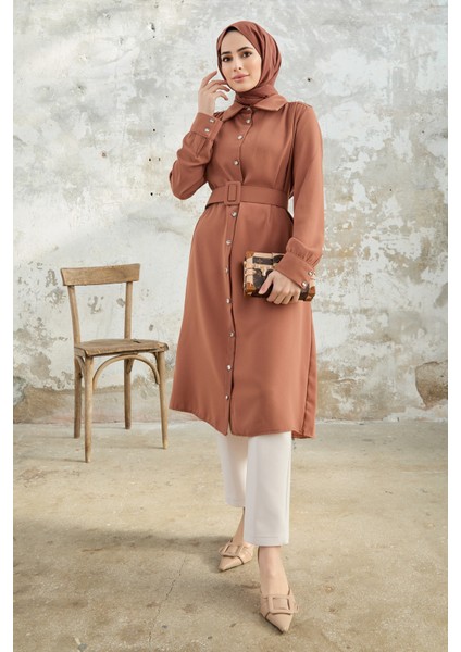 Kemerli Omuzu Taşlı Tunik - Camel fiyatları