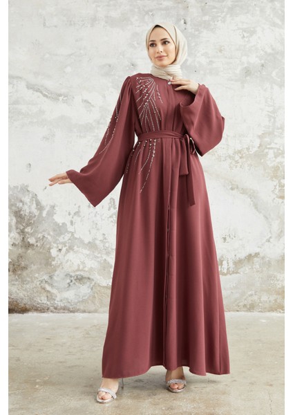 Viona Taşlı Abaya - Gül Kurusu