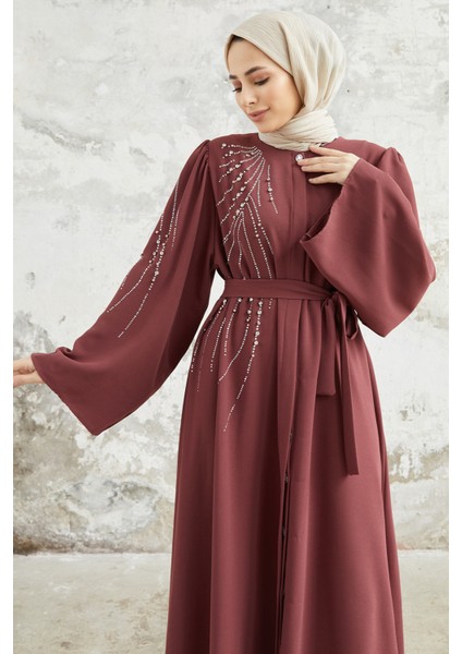 Viona Taşlı Abaya - Gül Kurusu