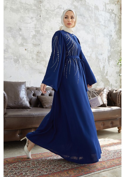 Viona Taşlı Abaya - Indigo