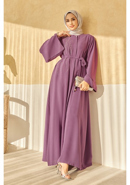 Viona Taşlı Abaya - Leylak
