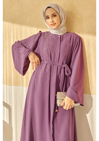 Viona Taşlı Abaya - Leylak