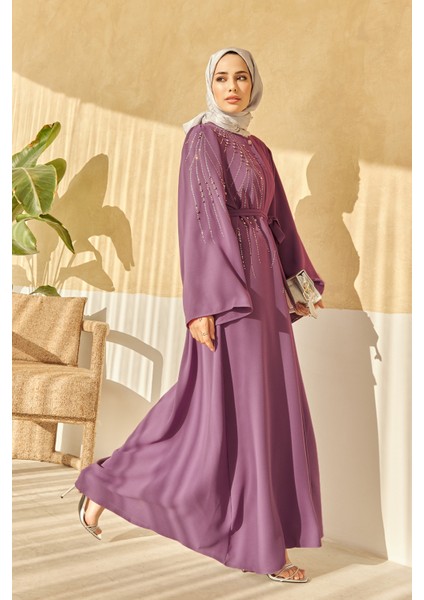 Viona Taşlı Abaya - Leylak