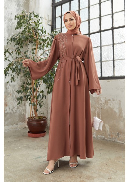 Viona Taşlı Abaya - Camel