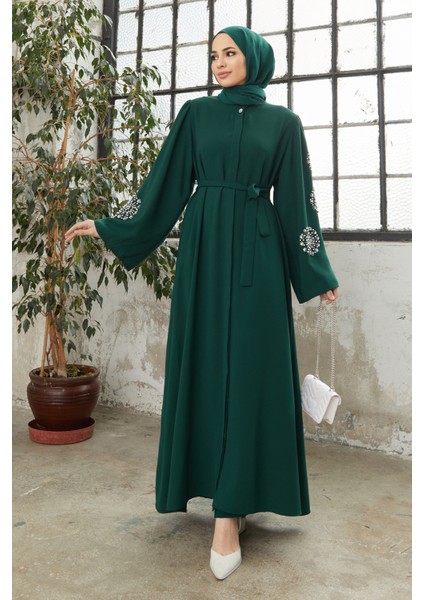 Liva Kolları Taşlı Abaya - Zümrüt fırsatları