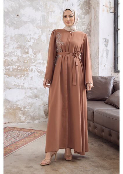 Lora Taşlı Abaya - Camel