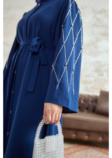 Kolları Taş Işlemeli Abaya - Indigo indirimleri