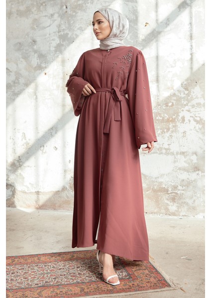 Lena Işleme Detaylı Abaya - Gül Kurusu