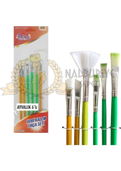 Izmir Fırça Ince Hobi Boyası Resim Tuval Fırça Seti Ayvalık - 6 Parça