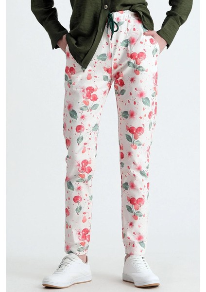 Beli Lastik ve Kordon Büzgülü Çift Cepli Desenli Rahat Kalıp Şık ve Cool Likralı Esnek Pantolon