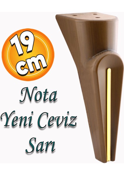 Nota Mobilya Kanepe Sehpa Tv Ünitesi Koltuk Ayağı Baza Ayakları Ahşap Desenli Kahverengi Ceviz 19 cm