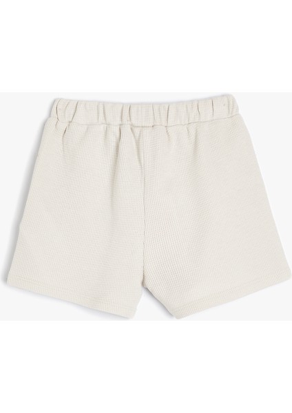 Basic Şort Beli Lastikli Dokulu Pamuklu