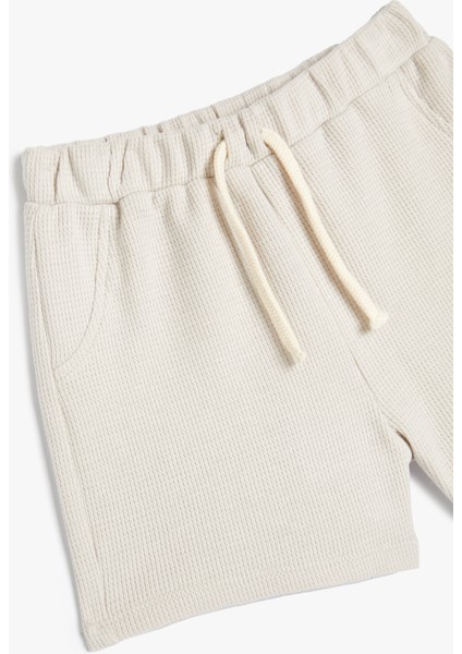 Basic Şort Beli Lastikli Dokulu Pamuklu