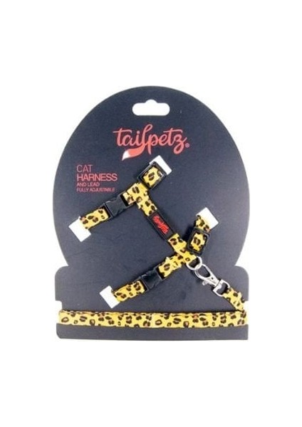 Harness Ayarlanabilir Kedi Göğüs ve Gezdirme Tasması Leopard 22-30 cm