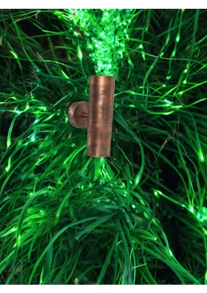 Bakır Eskitme 14 Watt Yeşil Işık GU10 Duy LED Aplik Sarı Yaldız Armatür, Bahçe Balkon Teras Apliği modelleri