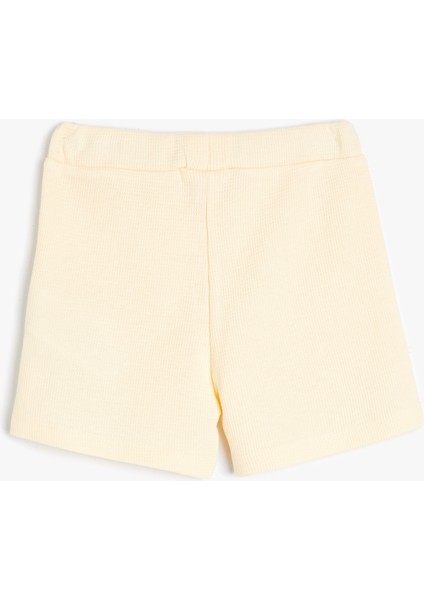 Basic Şort Dokulu Cepli Beli Lastikli