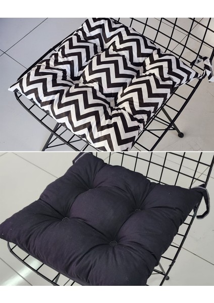 Babynest Dünyası 2' Li Takım Pofidik Kare Sandalye Minderi 40X40CM Zigzag Siyah