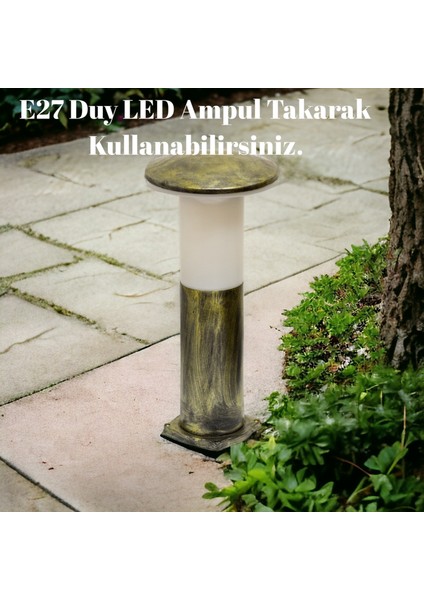 Antik Eskitme, 41 Cm, E27 Duylu Dekoratif Set Üstü Mantar Aplik, Bahçe, Çim, Teras, Duvar Armatürü fiyatları