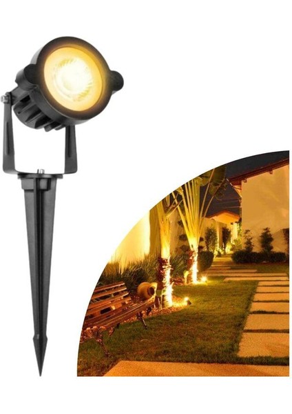 Elektrikle Çalışır, 5 Watt Amber Işık Kazıklı Bahçe Armatürü, Çim Çiçek, Ağaç Aydınlatma LED Armatür