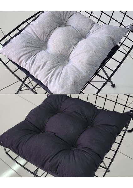 Babynest Dünyası 2' Li Takım Pofidik Kare Sandalye Minderi 40X40CM Gri Siyah