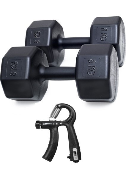 16 kg Dambıl + Sayaçlı Ayarlanabilir El Yayı (8 kg x 2 Adet Gönderim Yapılır)