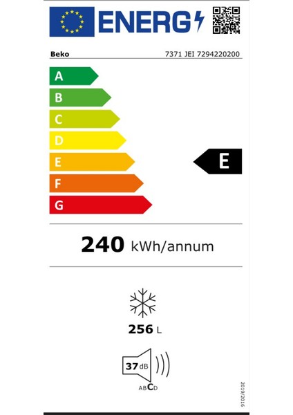 7371 Jeı E Enerji Sınıfı 256 Lt No Frost Derin Dondurucu