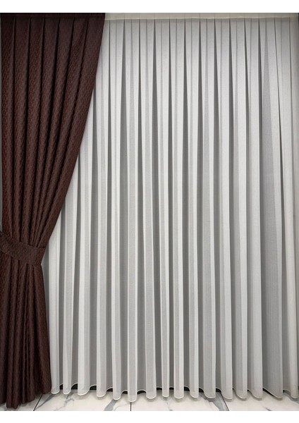 Siyah Zemin Kızıl Çizgili Fon Perde Tek Kanat 1/3 Sık Pile modelleri