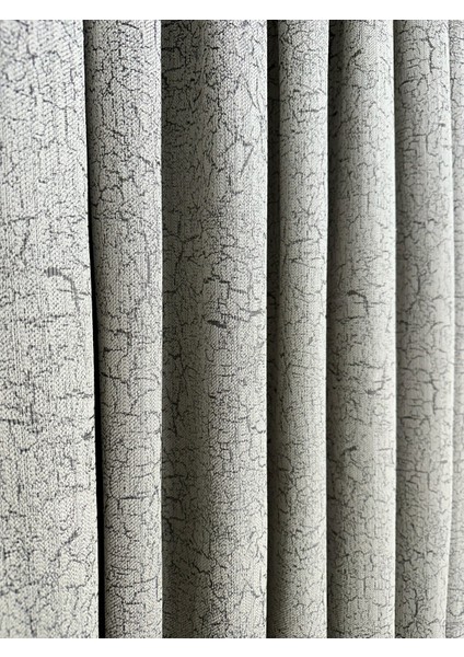 Adde Gri Detaylı Taş Rengi Fon Perde Tek Kanat 1/3 Sık Pile modelleri