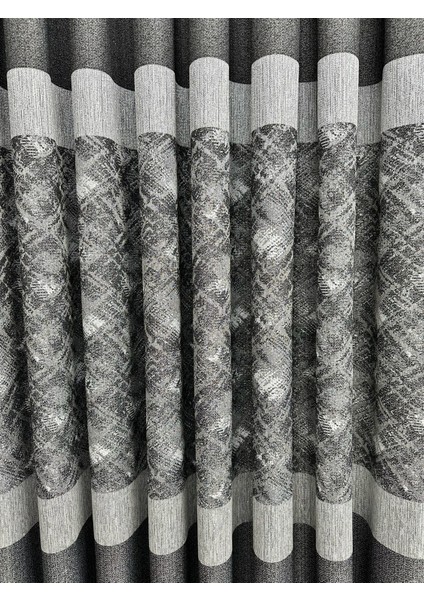Hafif Simli Gri Kuşaklı Pano Fon Perde Tek Kanat 1/3 Sık Pile fiyatları