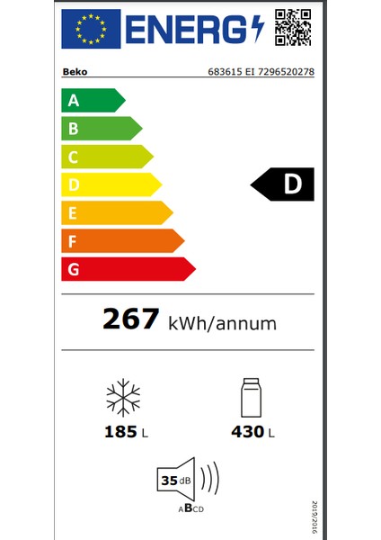 683615 Eı D Enerji Sınıfı 615 Litre No Frost Buzdolabı