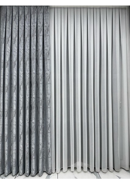 Velar Soft Buz Mavisi/Gri Fon Perde Tek Kanat 1/3 Sık Pile fiyatları