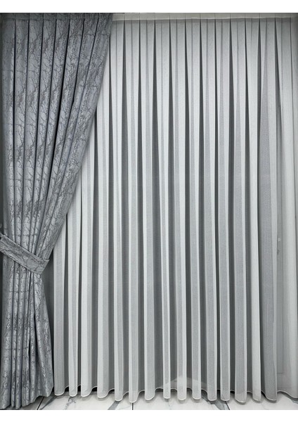 Velar Soft Buz Mavisi/Gri Fon Perde Tek Kanat 1/3 Sık Pile fırsatları