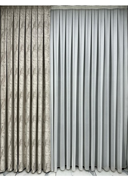 Velar Soft Krem/Sütlü Kahve Fon Perde Tek Kanat 1/3 Sık Pile fiyatları