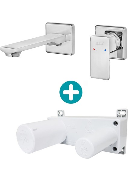 Eca Royal Ankastre Lavabo Bataryası Sıva Üstü ve Sıva Altı Grubu Çift Rozet