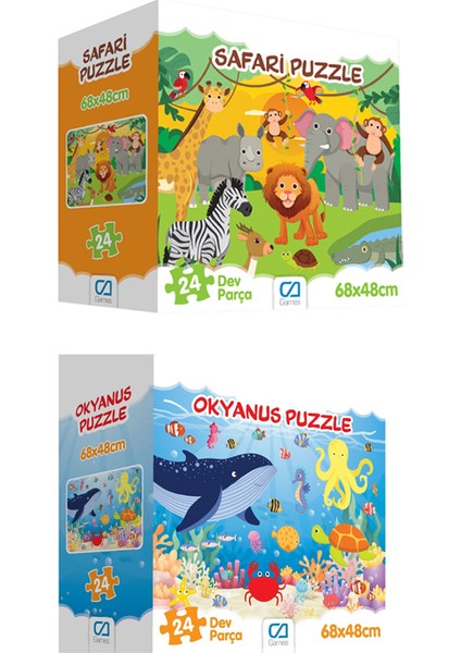 24 Parça Safari ve Okyanus Puzzle Set