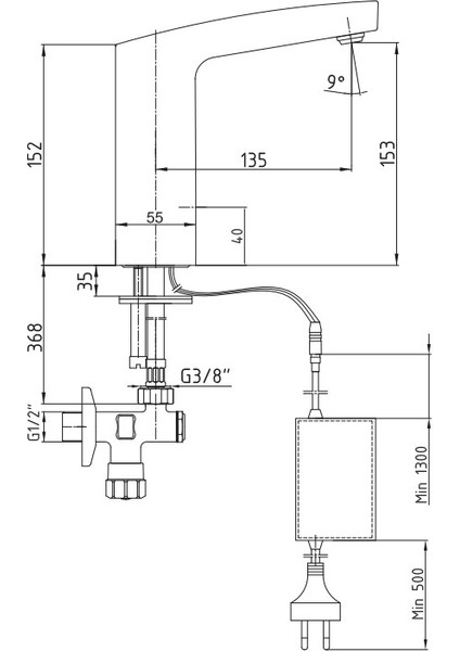 Eca Fotoselli Lavabo Bataryası Elektrikli 108108041 Çift Su Girişli