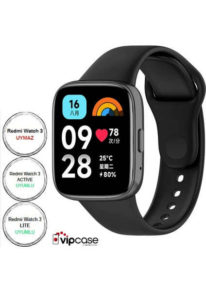 Vip Case Xiaomi Redmi Watch 3 Active ve Watch 3 Lite Uyumlu Akıllı Saat Bileklik Silikon Kordon