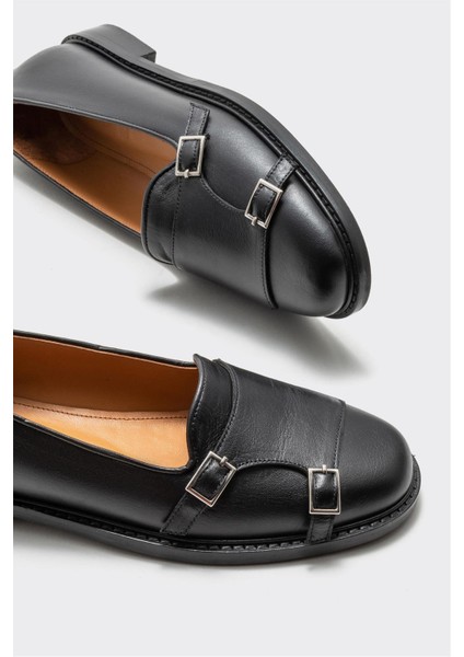 Siyah Deri Kadın Loafer modelleri