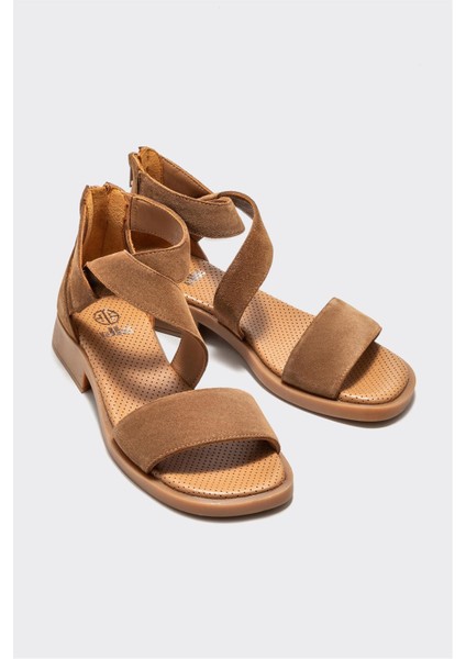 Taba Deri Kadın Düz Sandalet fiyatları