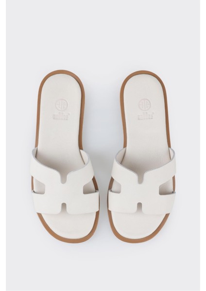 Ekru Deri Kadın Düz Terlik fırsatları